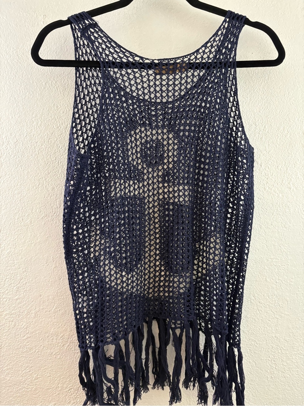 The Classic knit tank top large white anchor graphic against a blue open-mesh S - Picture 5 of 5